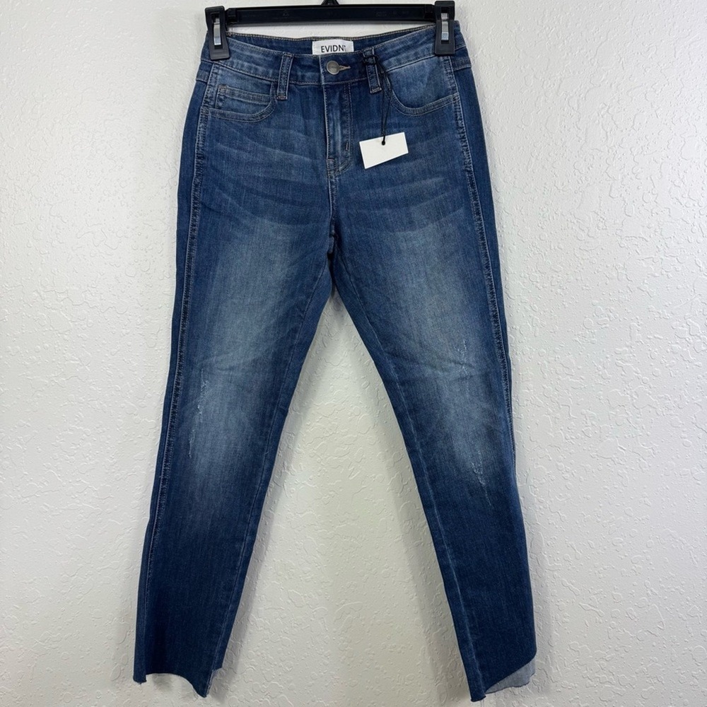 Evidnt Los Angeles Florence straight leg high low hem denim‎  Blue Women's Jeans